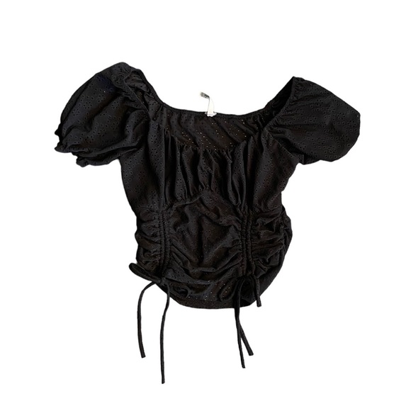 {New Made} Eye light Lace Peasant Sleeve Top Rushed Side - Picture 1 of 7